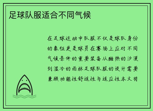 足球队服适合不同气候